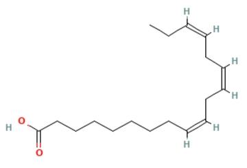 α-亚麻酸，有三个双键的多元不饱和脂肪酸