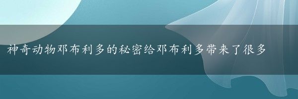 神奇动物邓布利多的秘密给邓布利多带来了很多