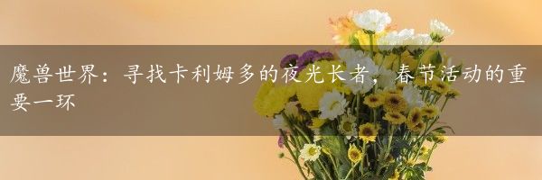 魔兽世界：寻找卡利姆多的夜光长者，春节活动的重要一环