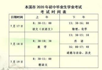 2018年中考时间安排：考试科目、时间与注意事项